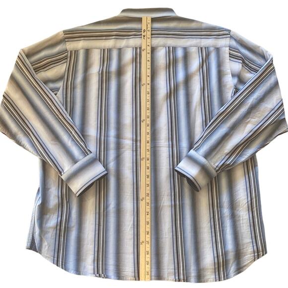 Tommy Bahama Shirt Mens XL Gray Blue Striped Button Up Long Sleeve Silk Blend - Picture 8 of 10